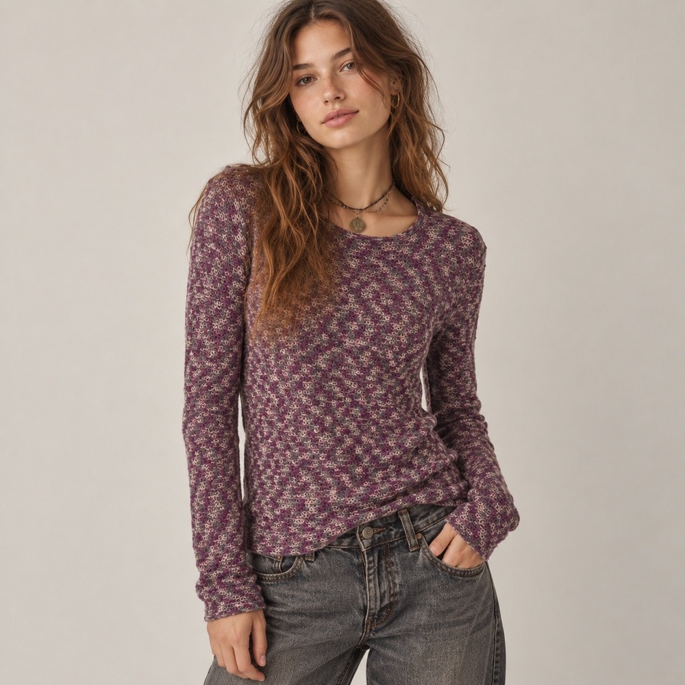 Staring at Stars Purple Loose Knit Fairy Grunge Sweater, Medium